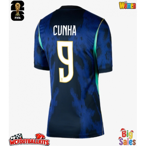 Brazil Matheus Cunha #9 Replica Away Stadium Shirt for Women World Cup 2026 Short Sleeve